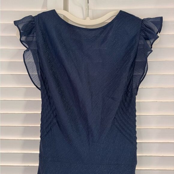 NWOT Ted Baker Laurae Bias Cut Ruffle Gown in Midnight Blue Shimmer - Picture 8 of 12